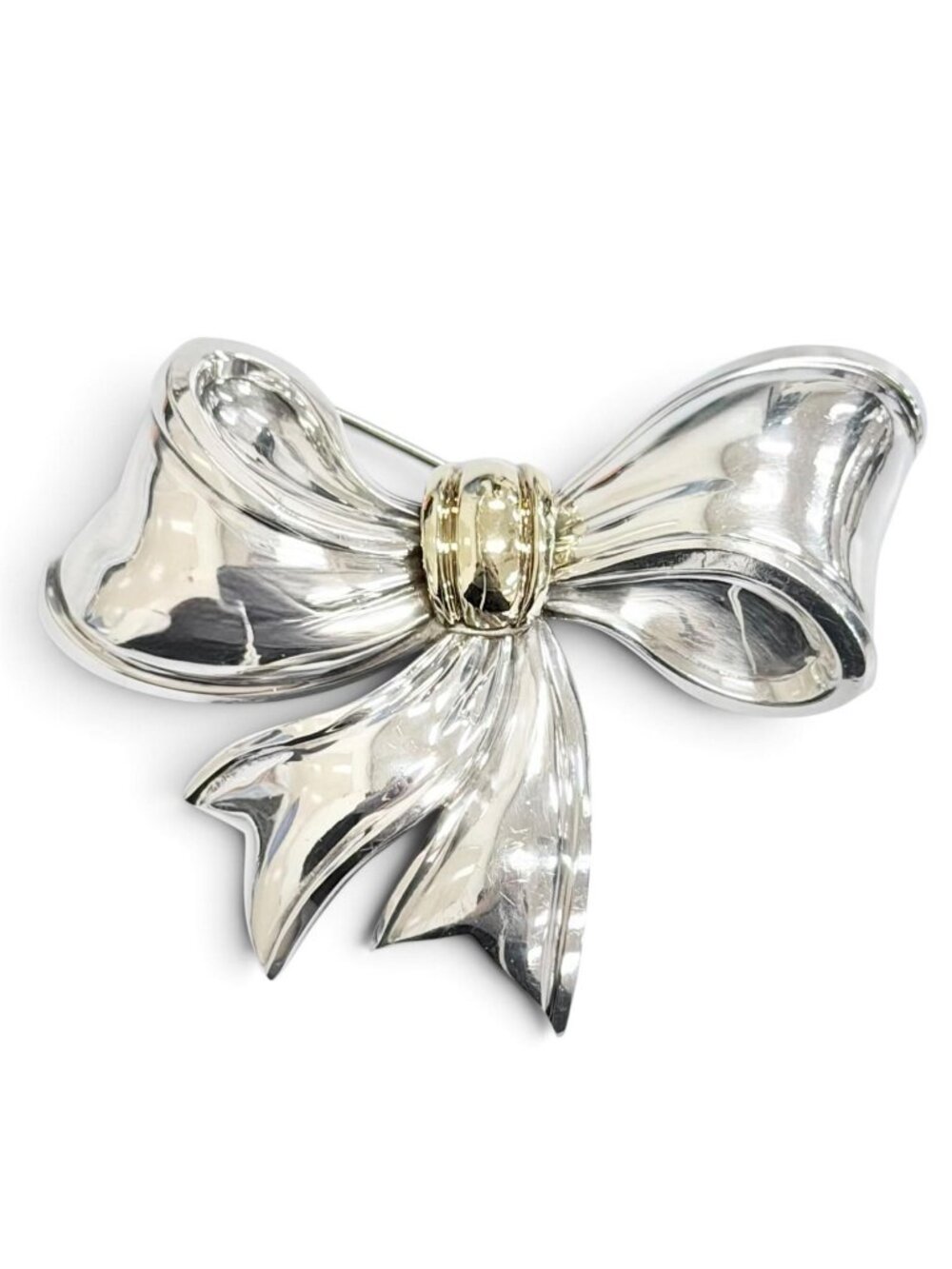 Tiffany & Co Vintage Ribbon Brooch Silver Gold